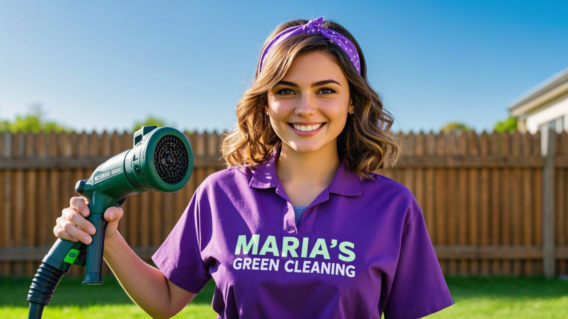 Certified cleaner using a power washer to remove heavy dirt and grime buildup