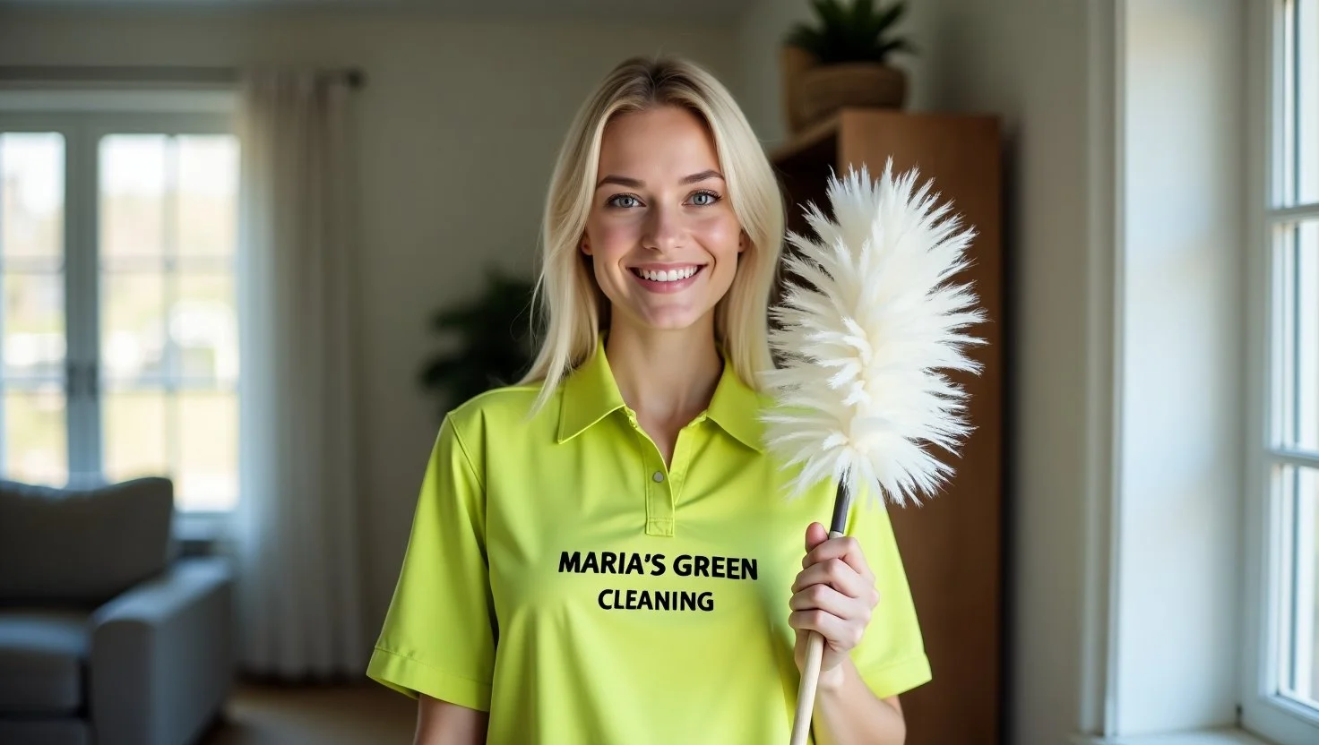 Professional cleaner decluttering and sanitizing shelves