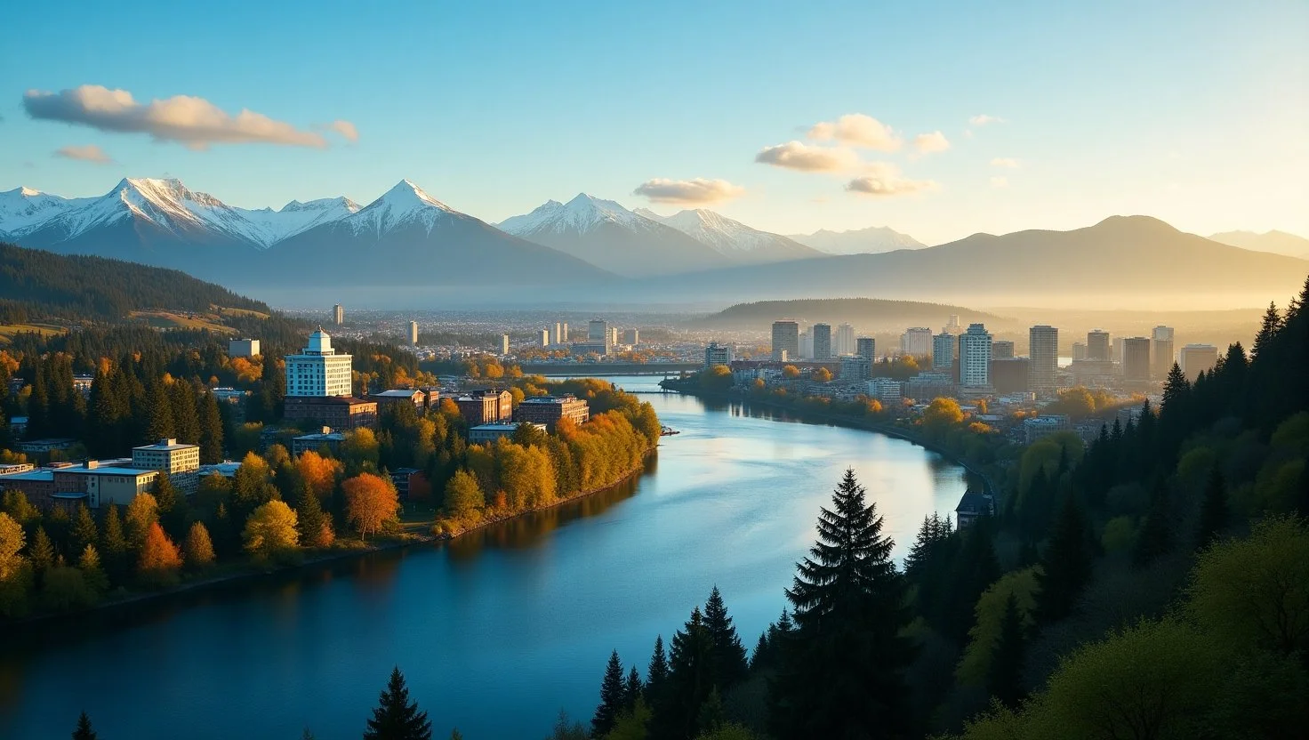 A Beautiful Skyline Of Portland Oregon On A Clear Day