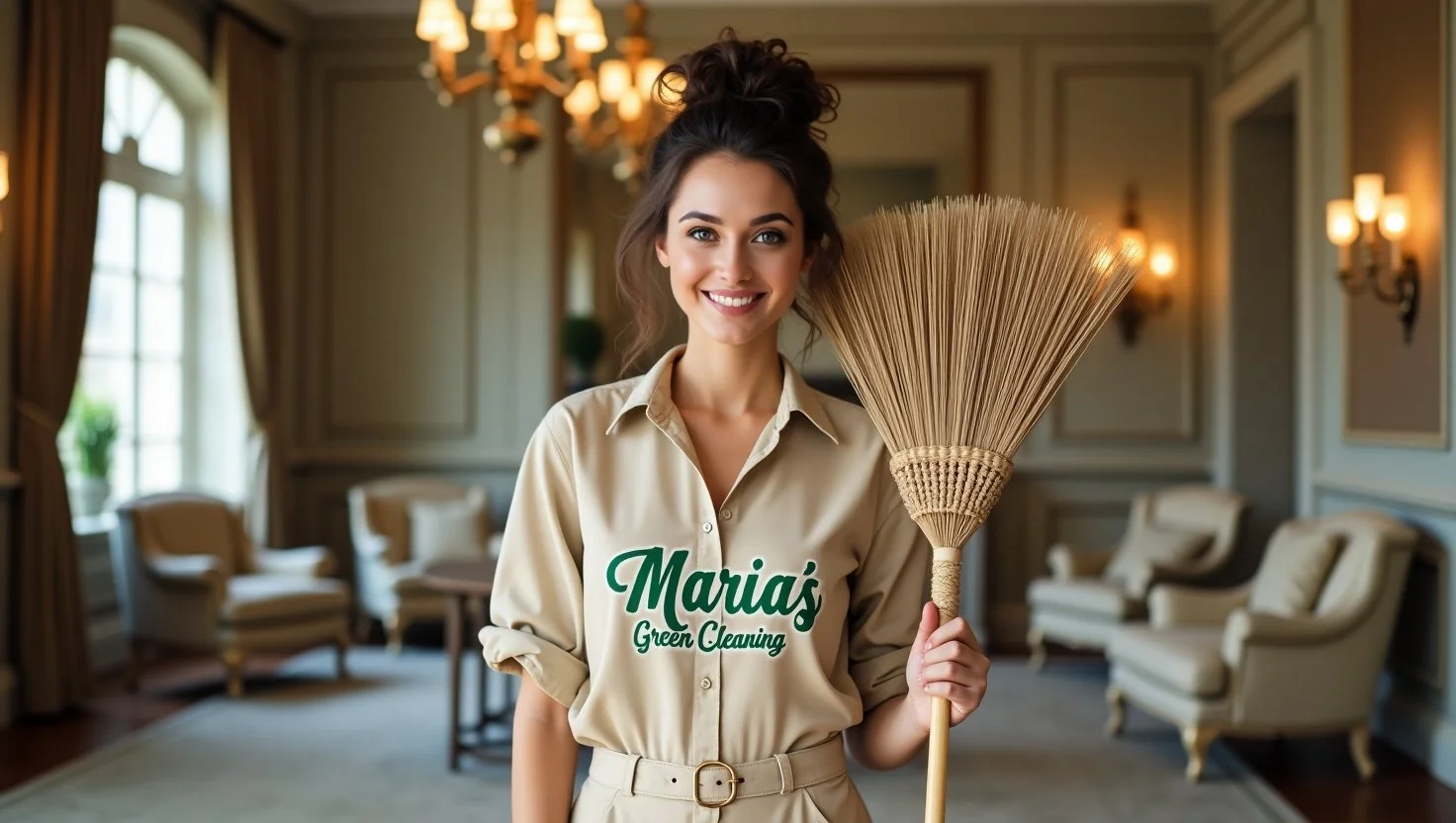 Cleaner wiping down a glass coffee table, removing fingerprints and dust for a polished and sparkling finish