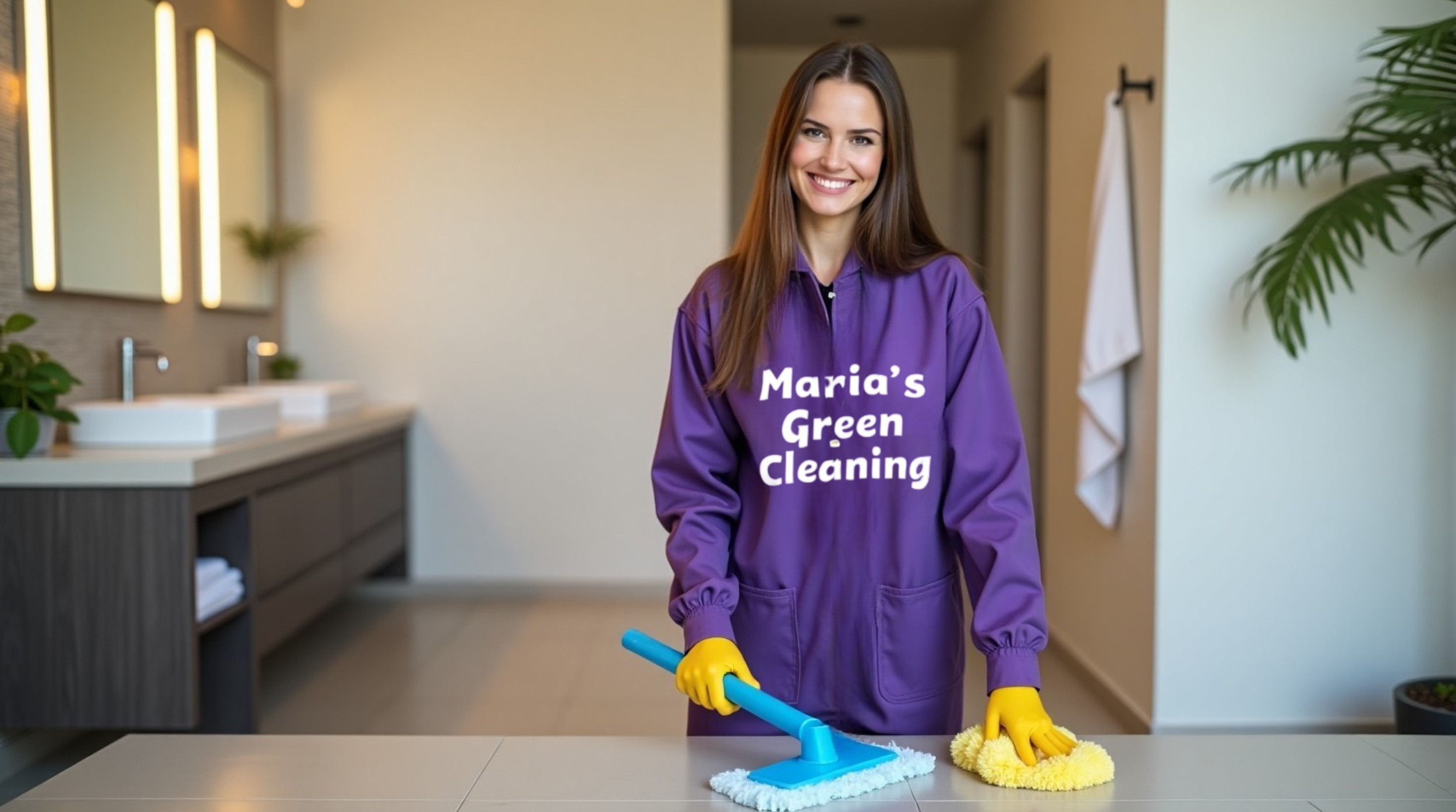 Cleaner Scrubbing Tiles With a Biodegradable Scrub Brush