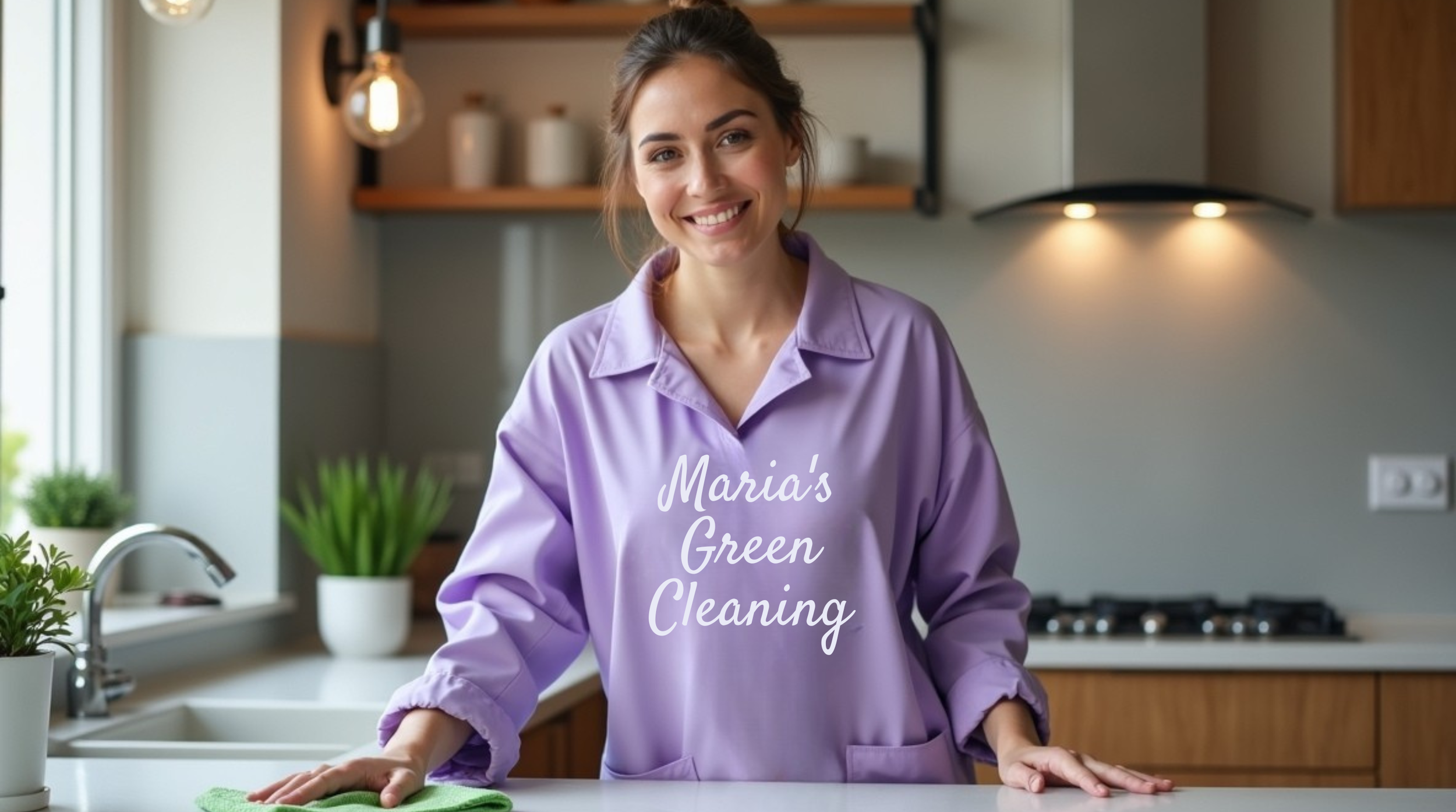 Professional Cleaner Wiping a Kitchen Counter With a Natural Cloth