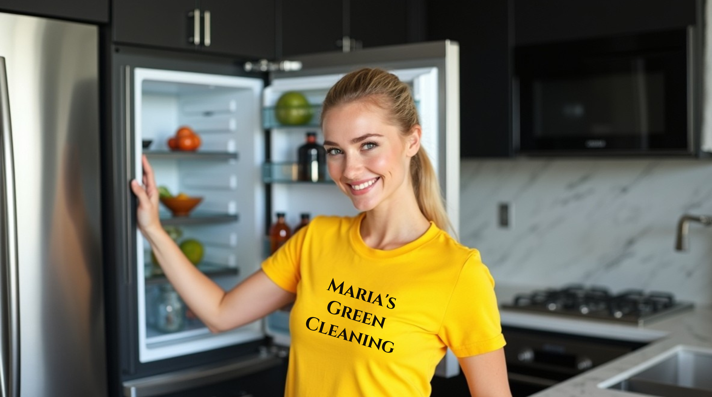 Maid Cleaning the Inside of a Fridge