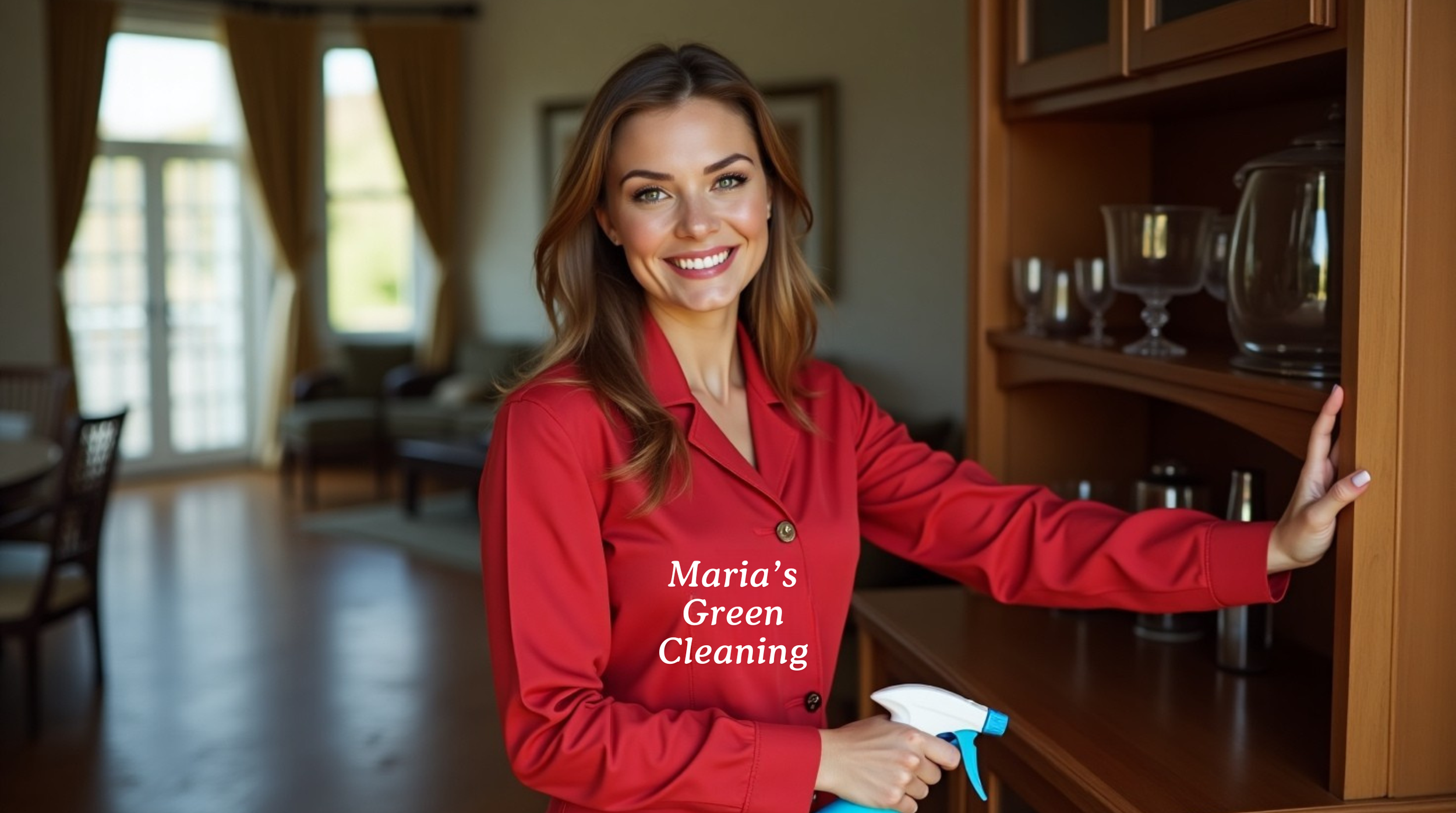 Cleaning Expert Polishing Wooden Furniture With a Non-Toxic Spray