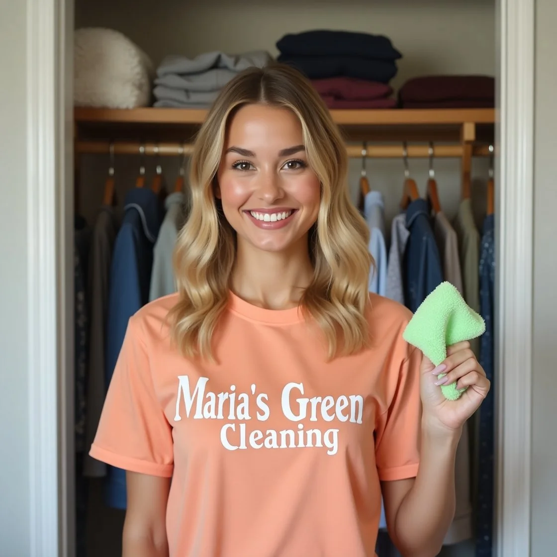 Expertly folding just-washed linens while adding a little lavender oil