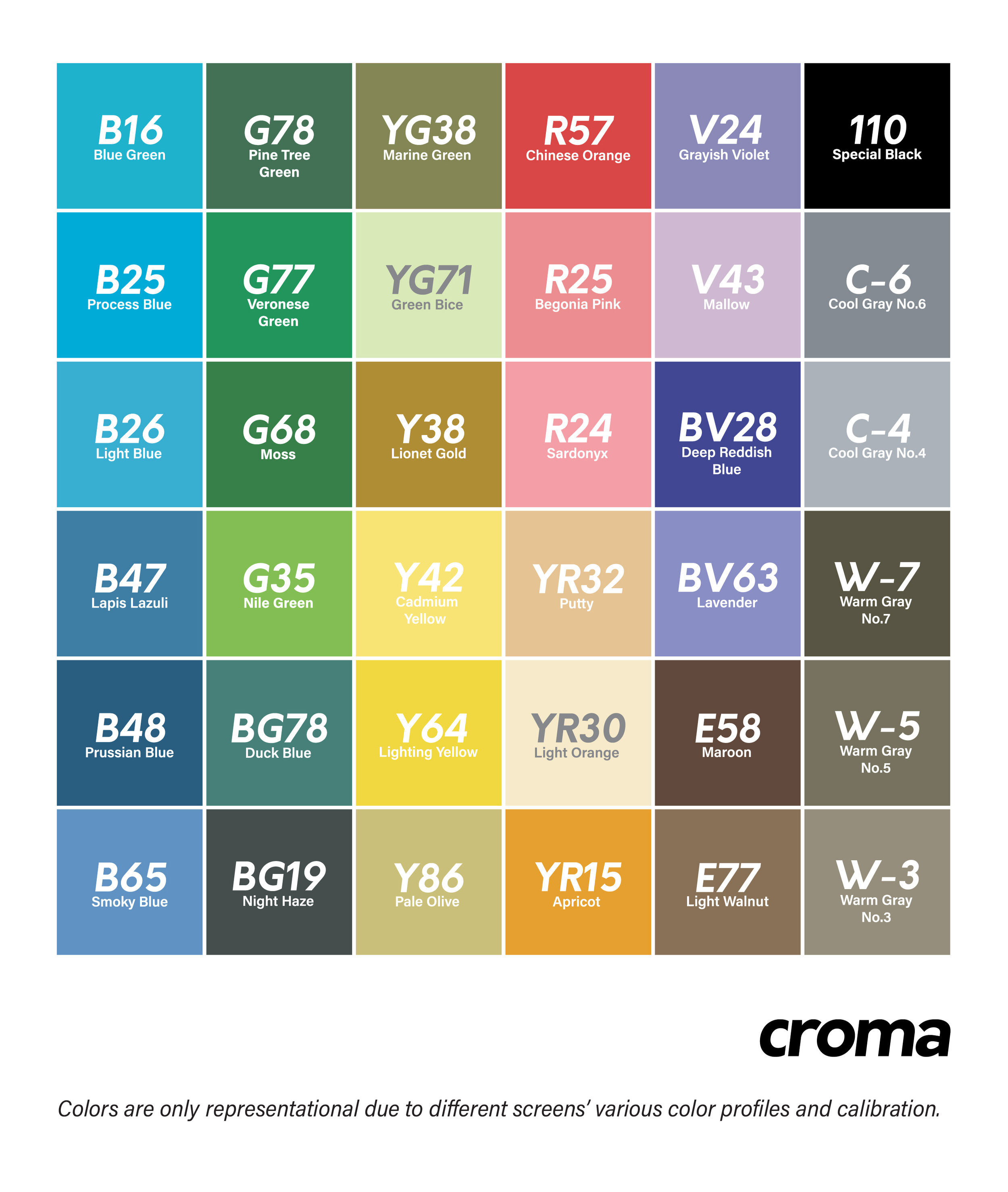 Croma Flagship Brush Dual Tip Markers Set of 6 Pastel — Croma