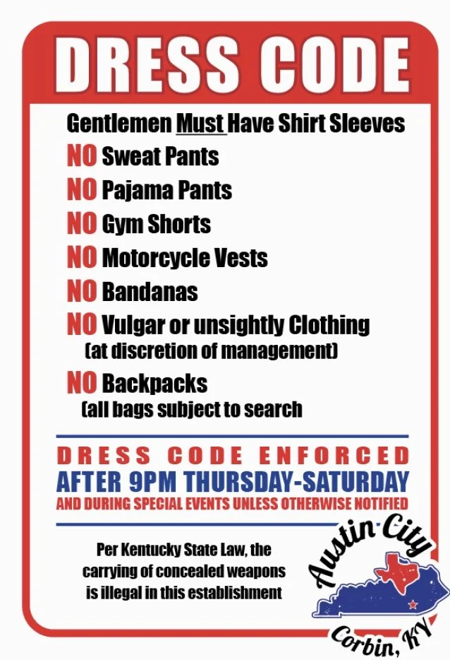 Event Dress Code — Austin City Saloon Corbin