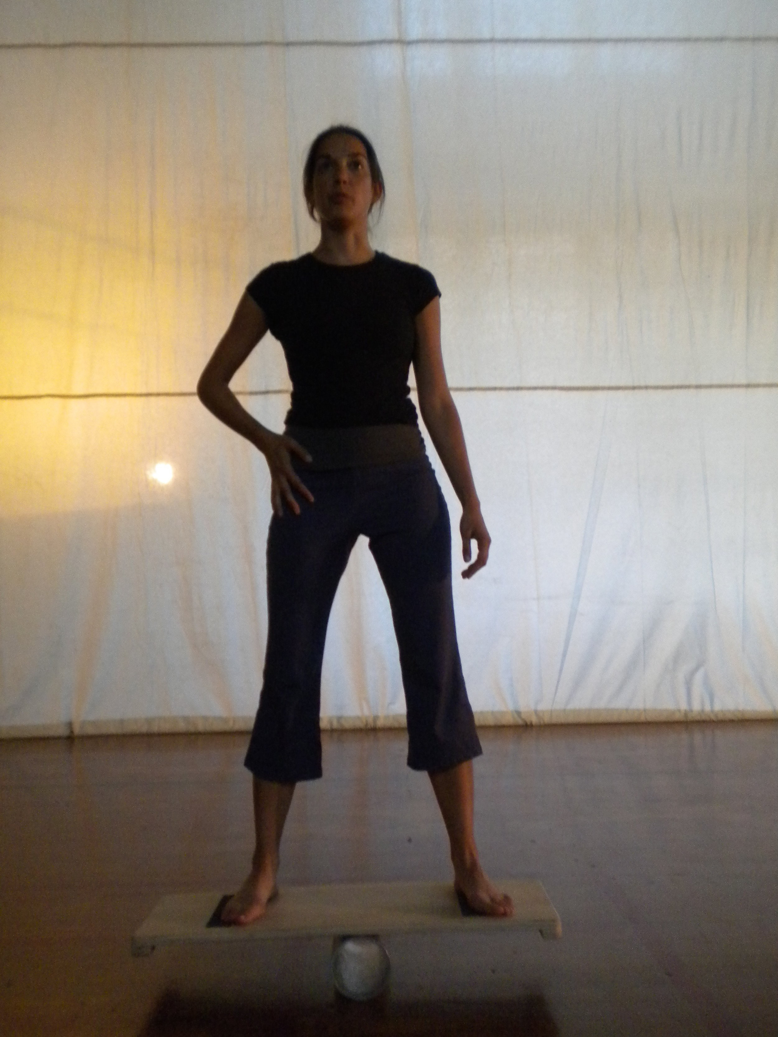 Performing excerpt from Samuel Beckett’s novel "Molloy" while balancing