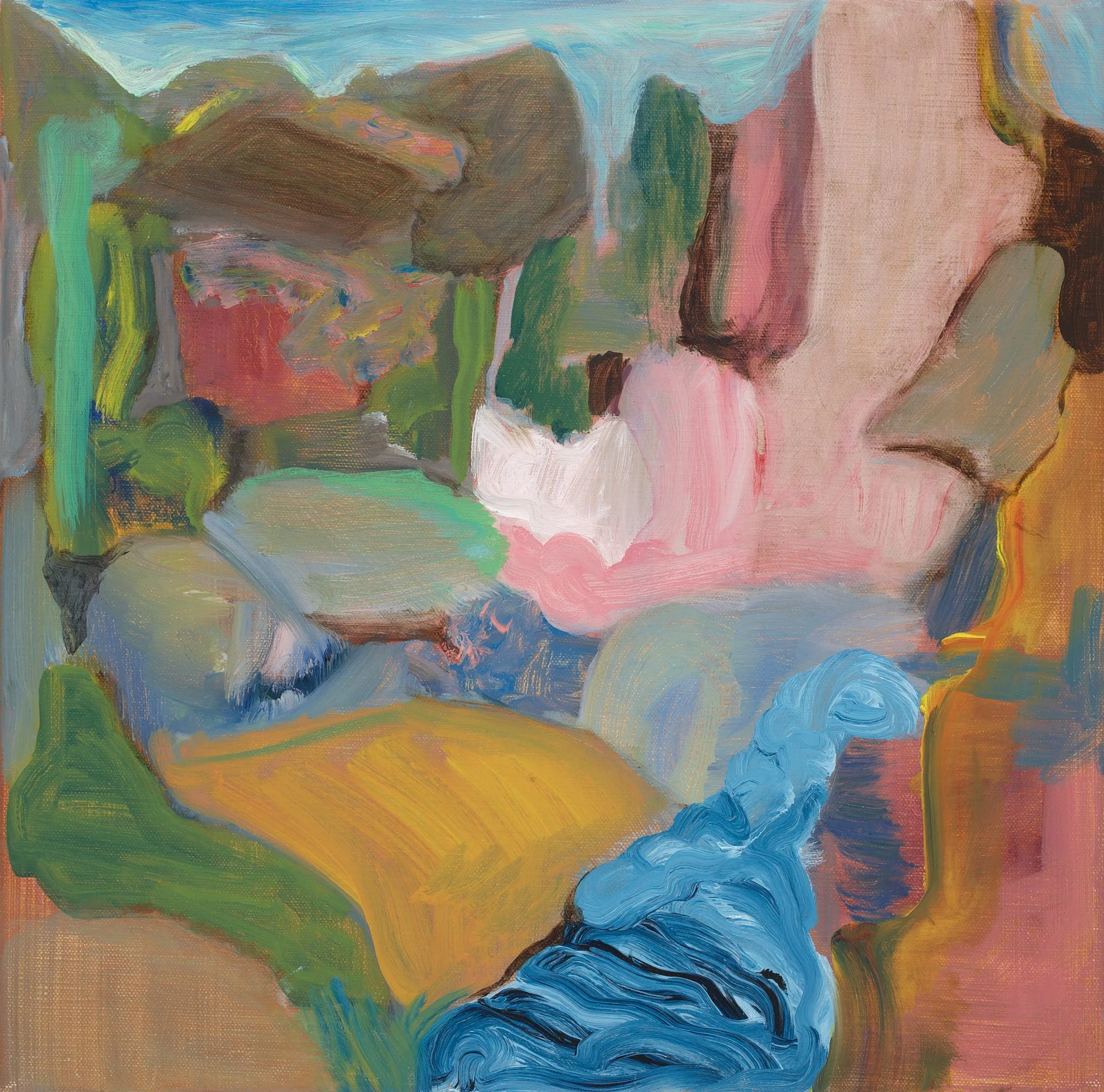 River, fields and garden