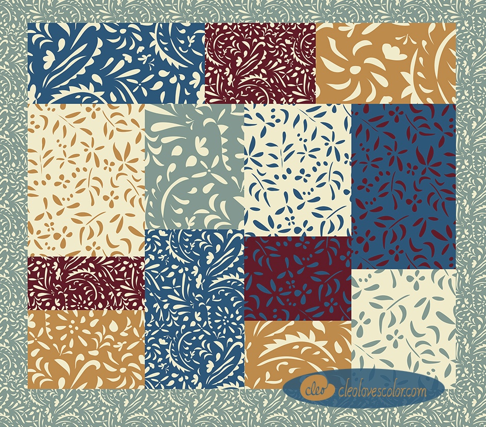 Damask “cheater” quilt