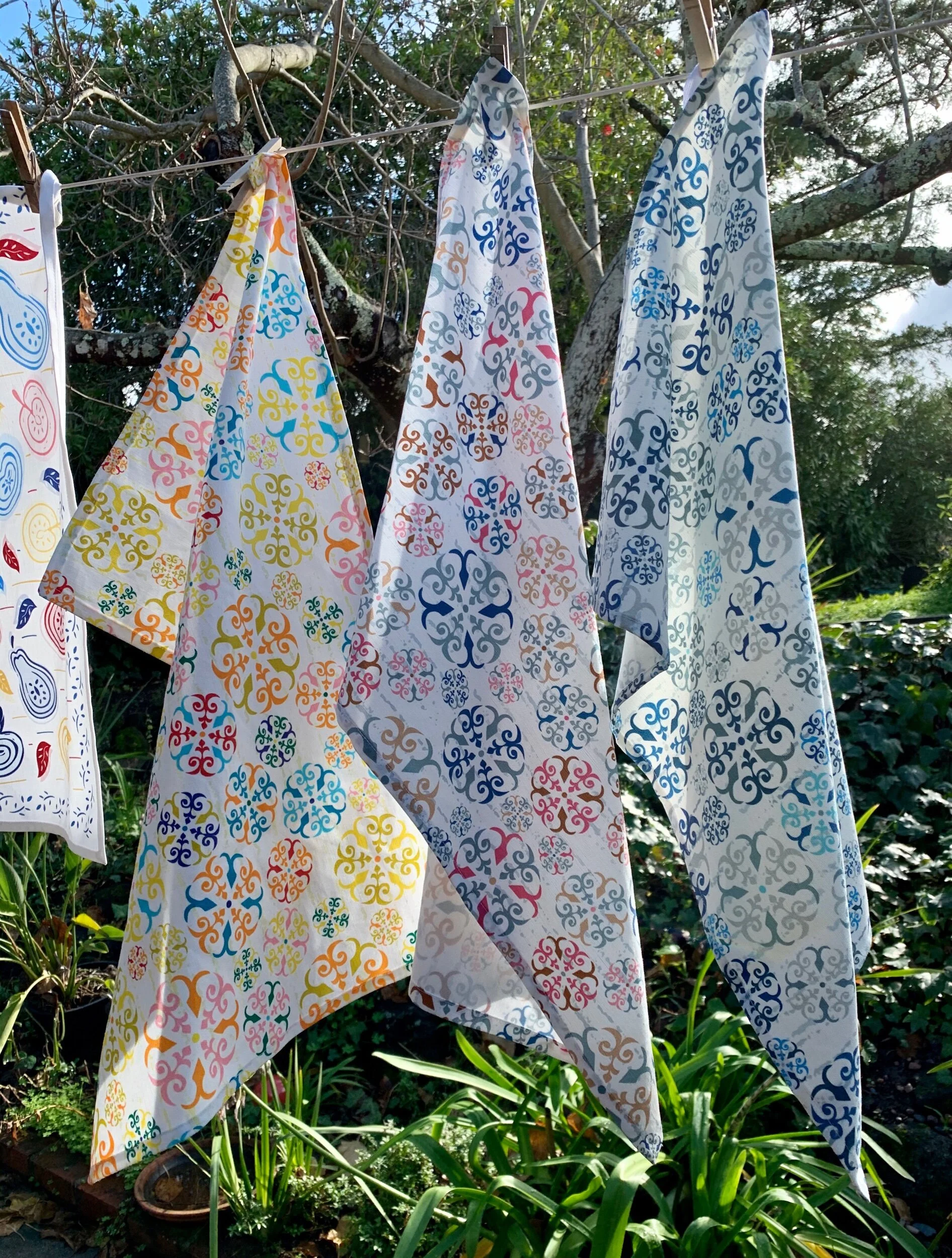  Folk Art - Shaker door knobs in 3 colors:  Light &amp; Airy Spring , the  Reds of Fall , &amp; the  Blues of Winter .    Click on the fabric name above to see how they each look in fabric &amp; home decor. I sewed these myself, but you can also now 