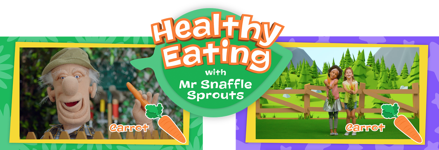 The Fo-Fo Figgily Show Healthy Eating Tip with Mr Snaffle Sprouts Carrot