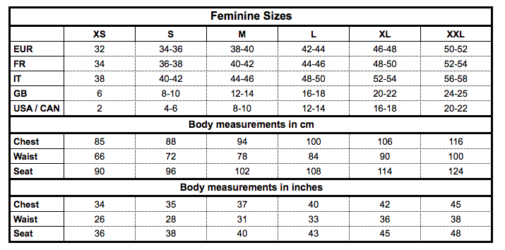 size chart 43