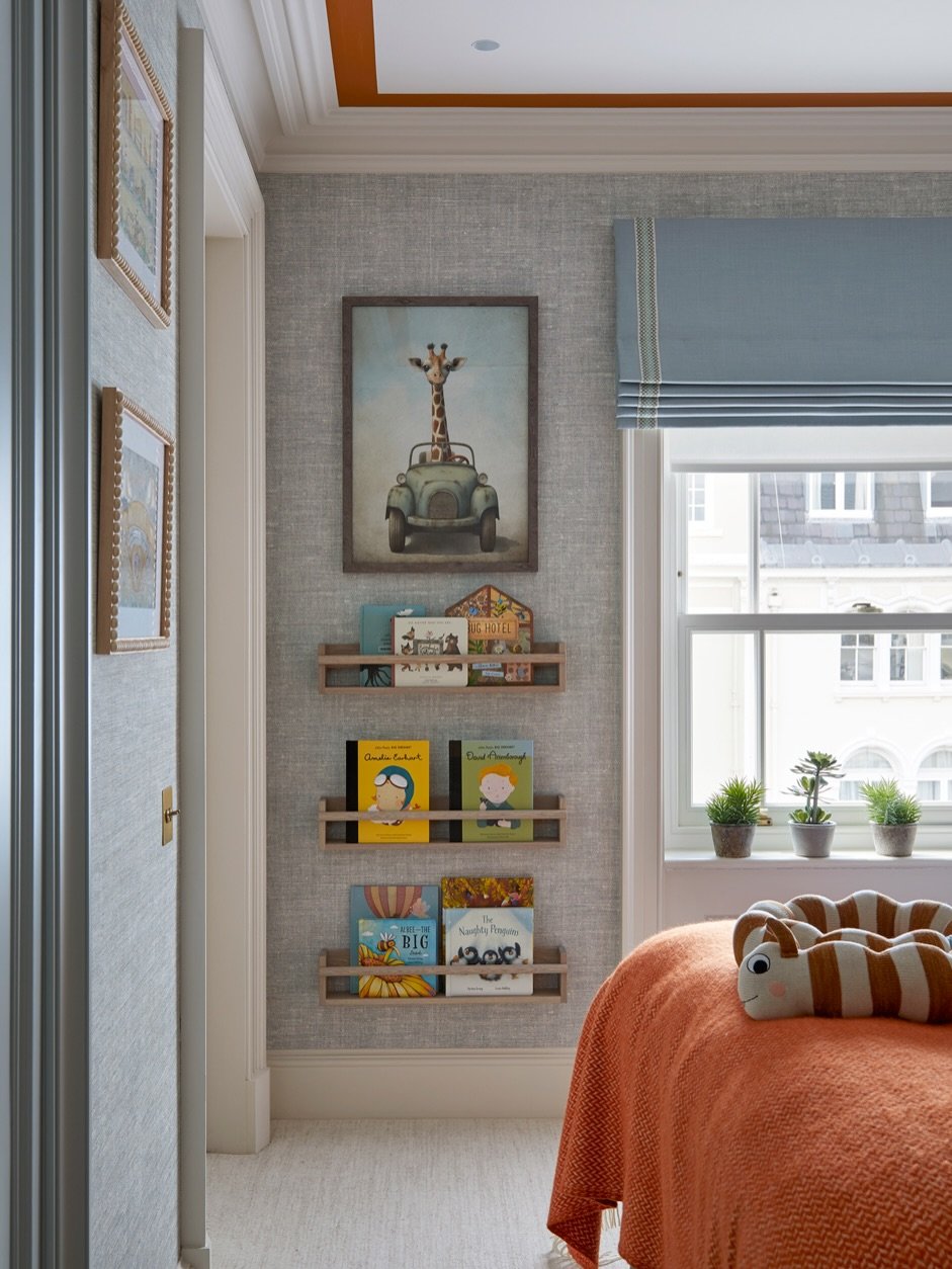 READING TIME IN STYLE 📚There&rsquo;s no denying that hook storage is essential in your child&rsquo;s bedroom. 

Instead of hiding it away, I believe in showcasing it as a statement piece. I treat bookshelves like art, carefully choosing their height