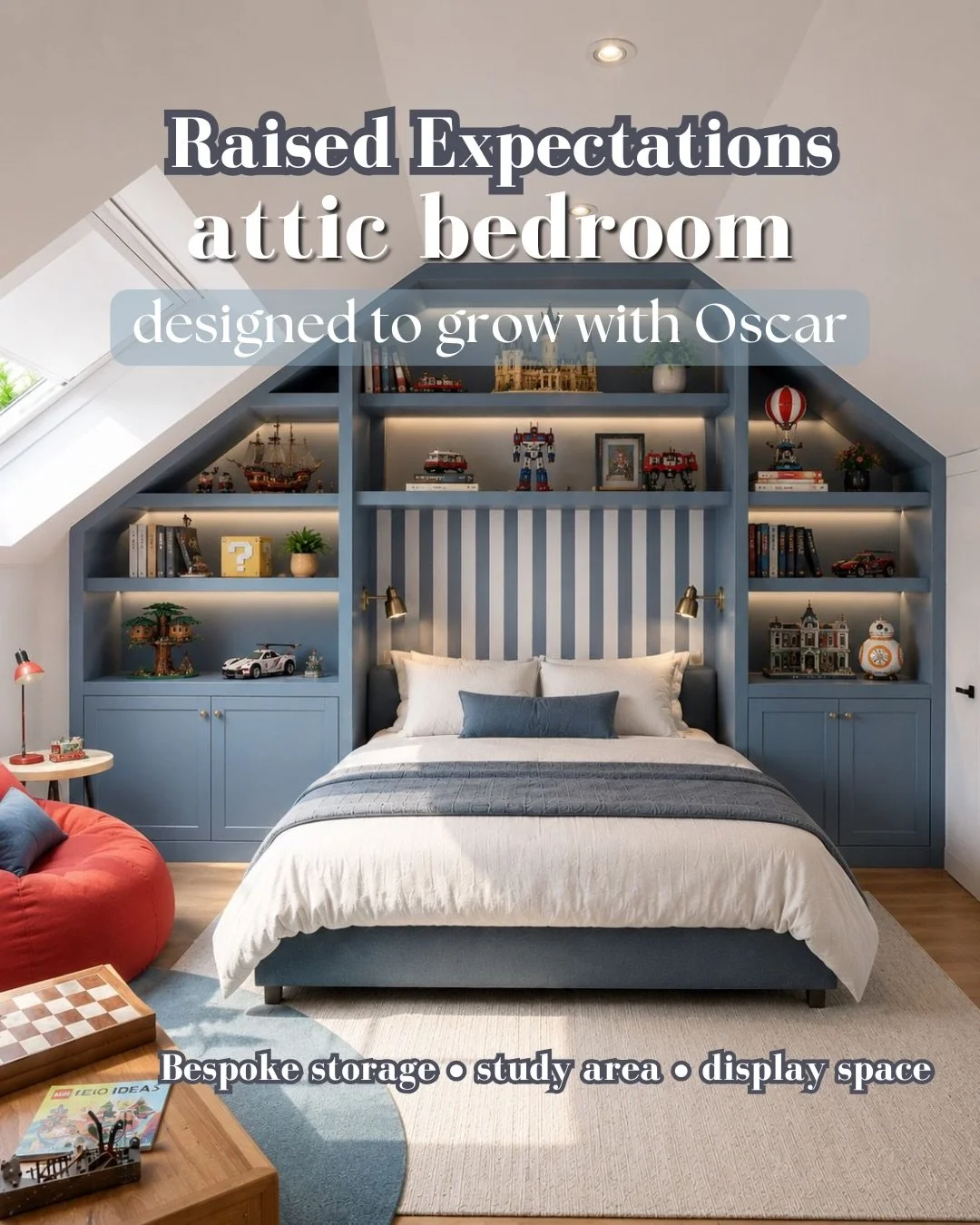 👀 Most attic rooms have two personalities: charming in theory, awkward in reality!

For Oscar&rsquo;s bedroom, the challenge was creating proper storage and usable space without the room feeling cramped.

So we designed bespoke joinery that works wi