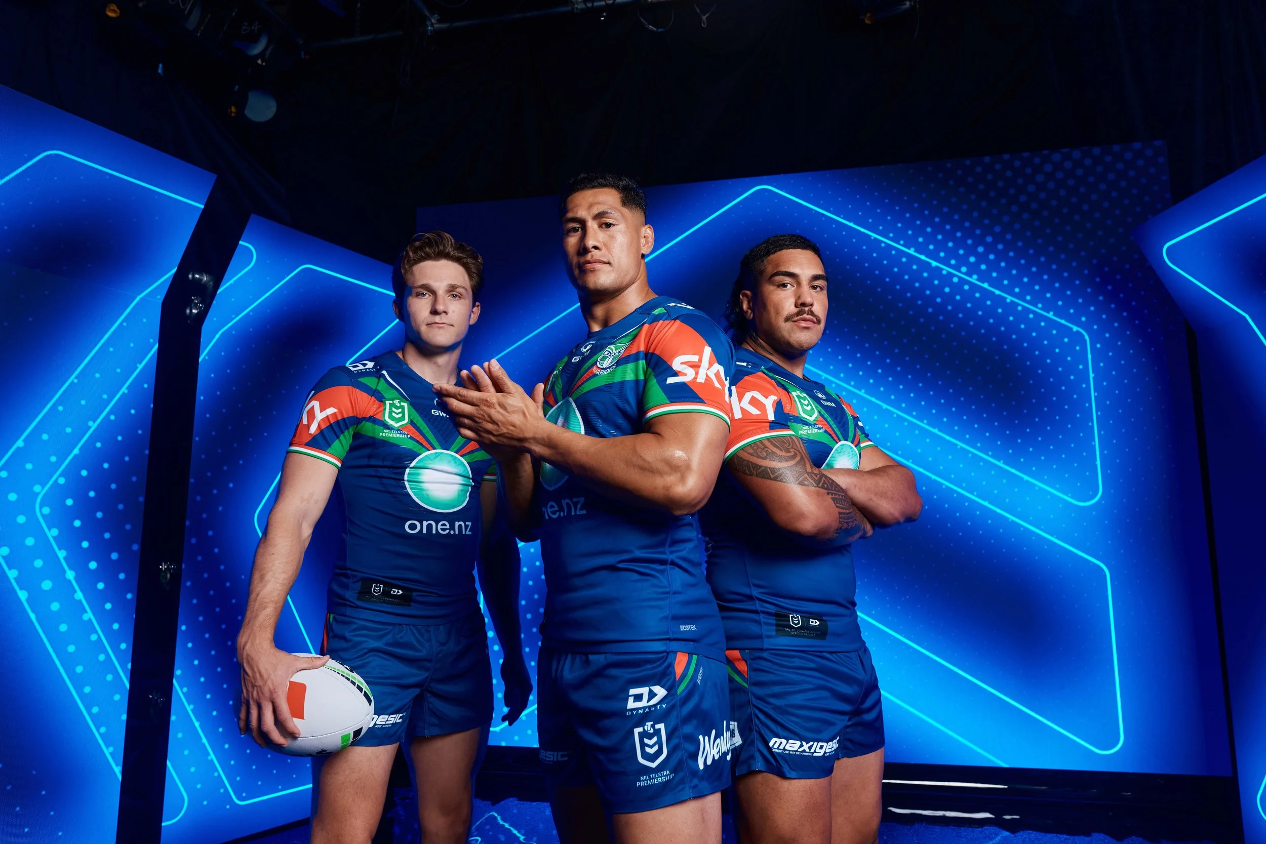 The players took center stage, immersed in a moving universe of typography and geometric shapes.