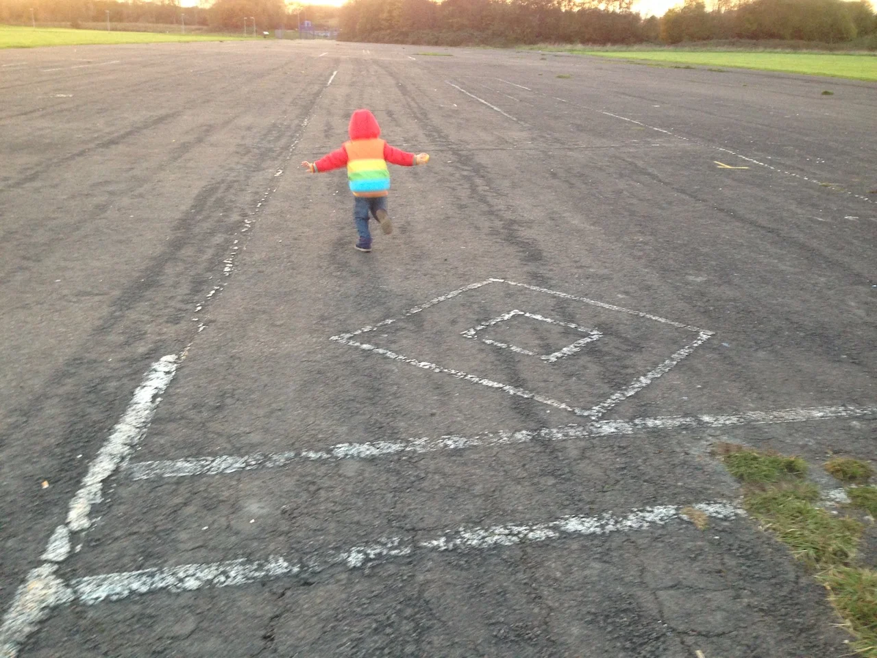 Playing on the former runway