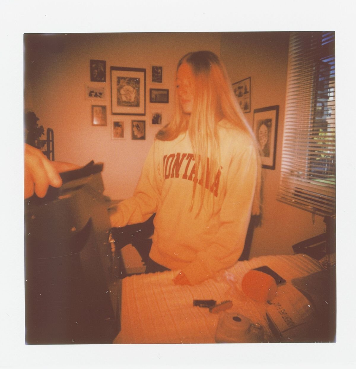 Hannah in her dorm room, with a red gel to make things even more weird!