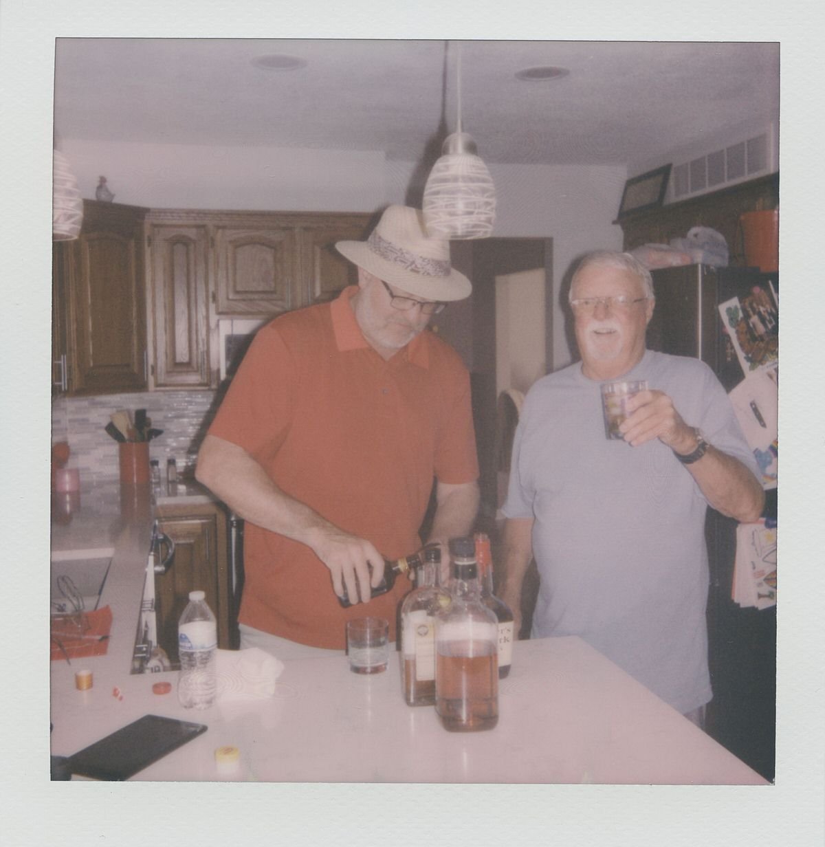 Father and son, Chris making one of his famous Old Fashioneds! I may have had one too!