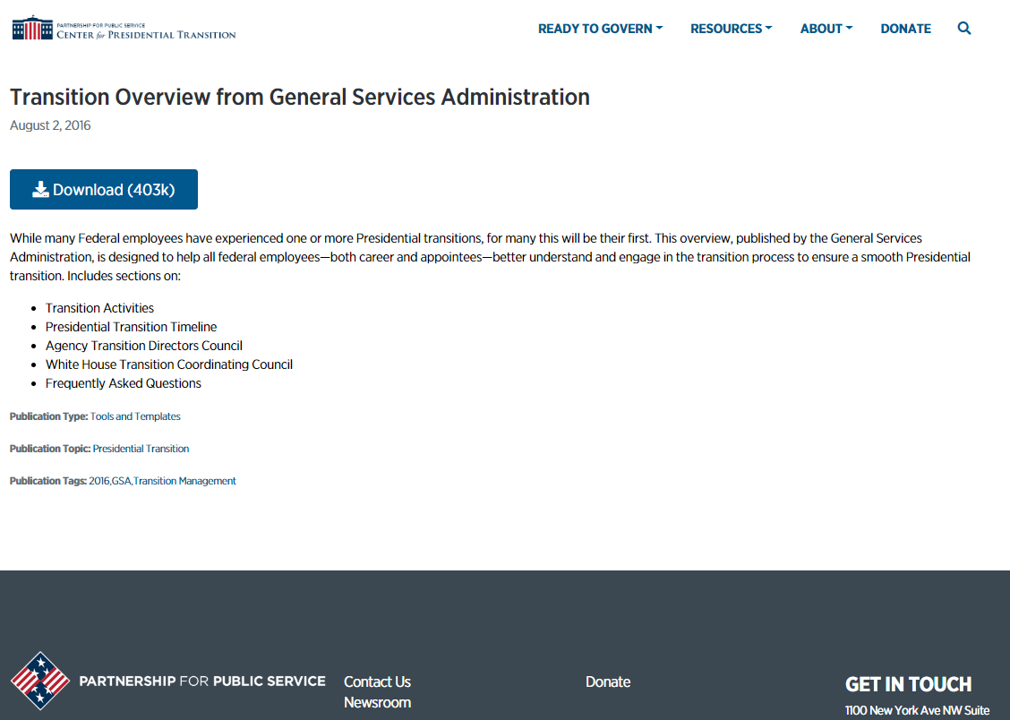 Transition Overview from General Services Administration