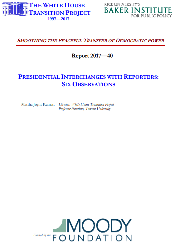 Institutional Analysis Series: Presidential Interchanges with Reporters