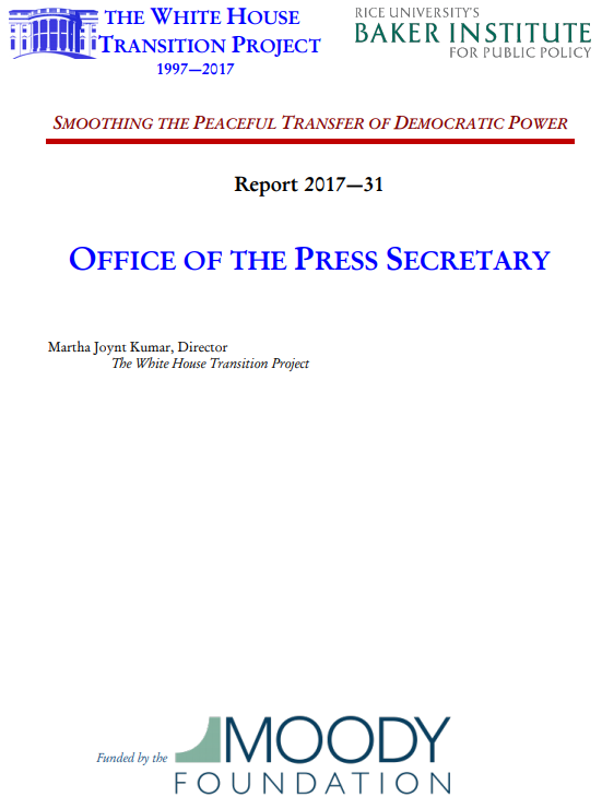 Institutional Memory Series: Press Secretary