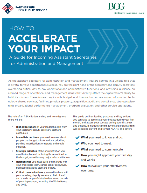 A Guide for Incoming Assistant Secretaries for Administration and Management