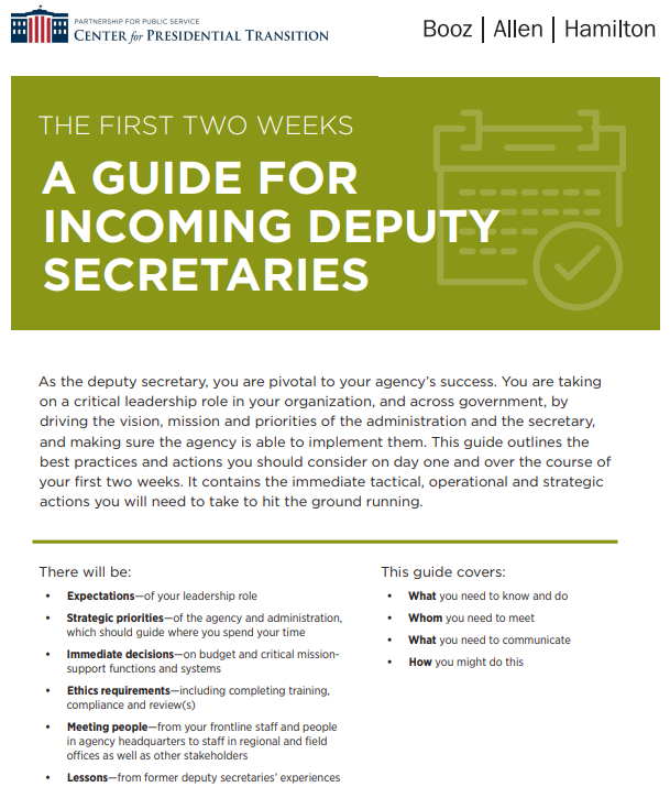 A Guide for Incoming Deputy Secretaries