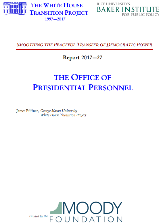 Institutional Memory Series: Office of Presidential Personnel