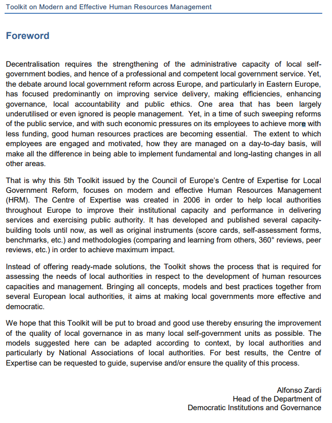 Toolkit on Modern and Effective Human Resources Management