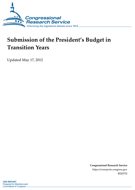 Submission of the President’s Budget in Transition Years
