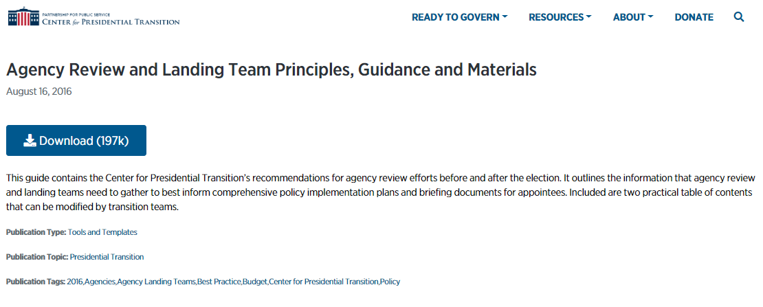 Agency Review and Landing Team Principles, Guidance and Materials