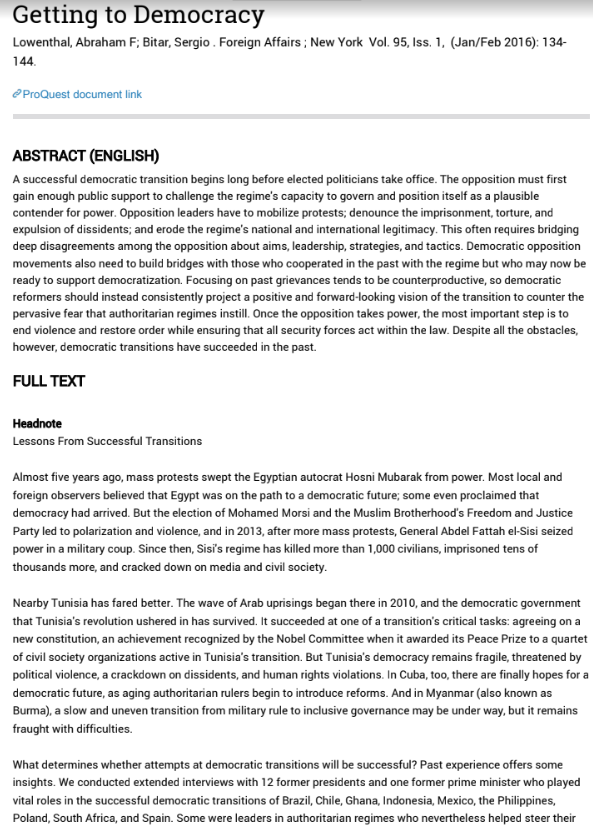 Getting to Democracy: Lessons From Successful Transitions
