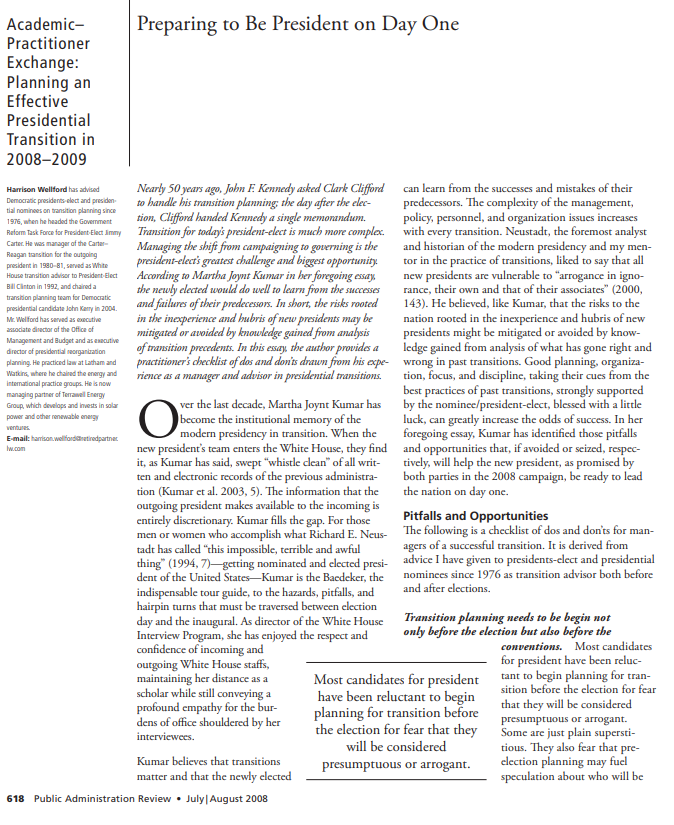 Preparing to Be President on Day One