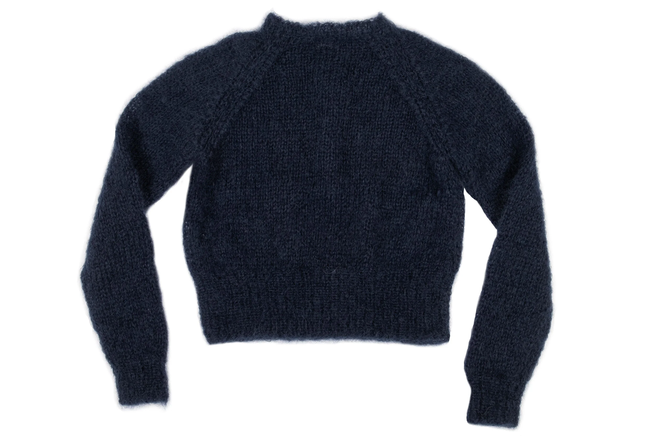 Jersey, tejido a mano, de lana de mohair en azul marino