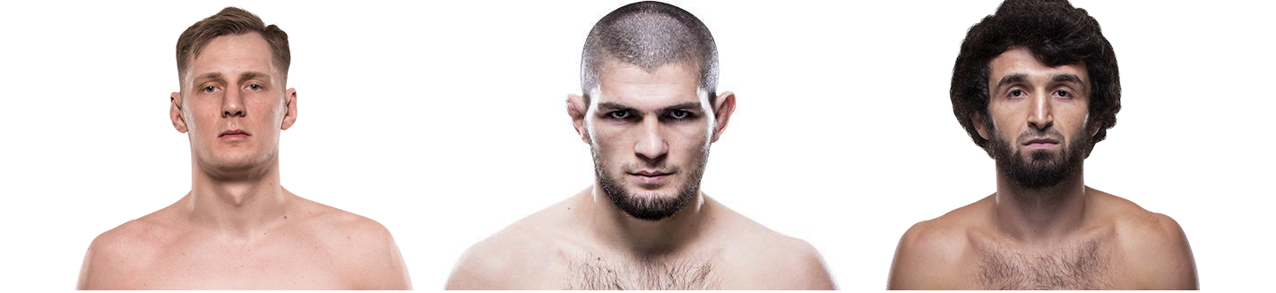 Alexander Volkov (left), Khabib Nurmagomedov (center), and Zabit Magomedshapirov (right) are the new elite coming from Russia. Photos from ufc.com