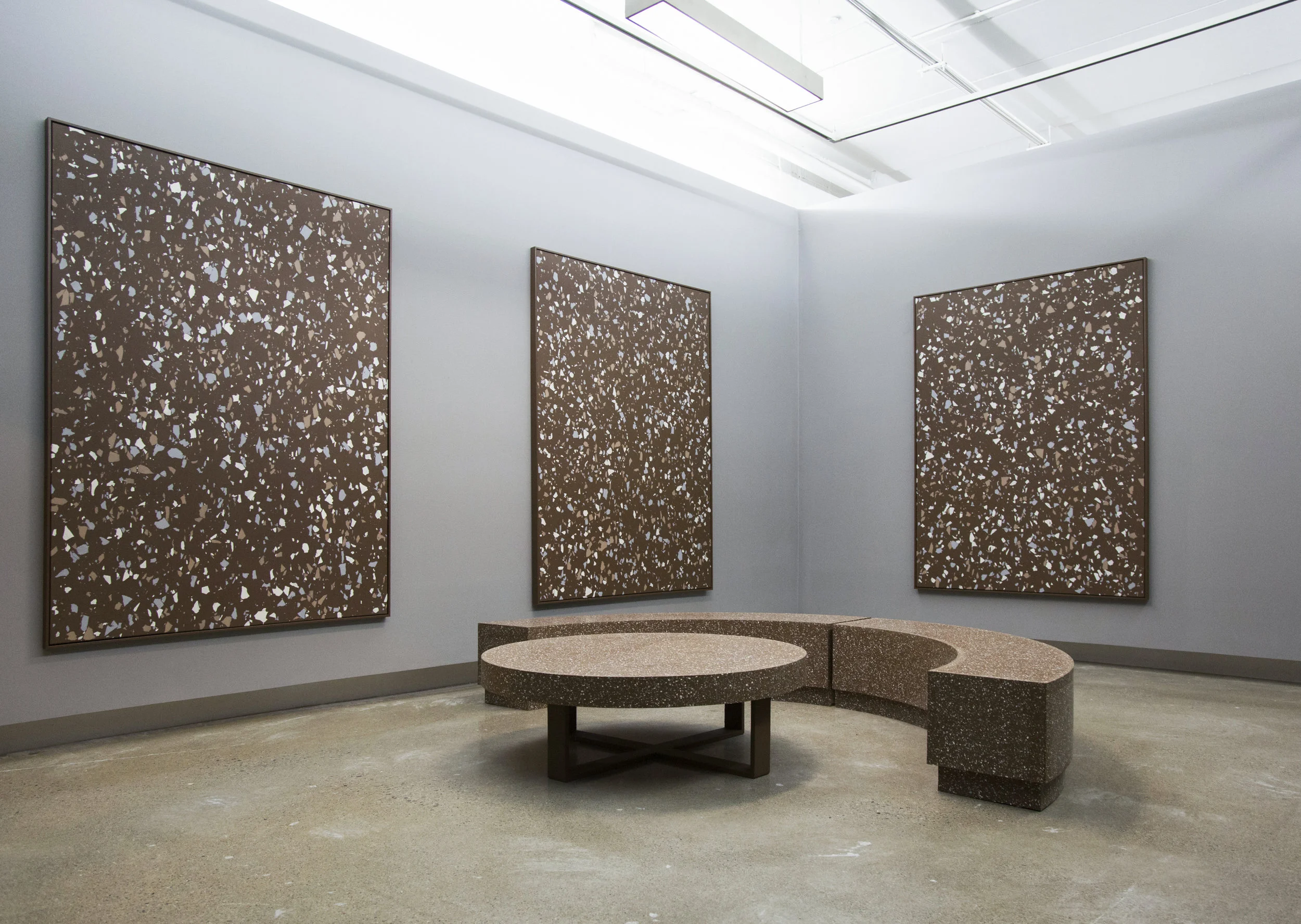 Lobby Part II , 2015 Terrazzo rubber, wood, acrylic on canvas Dimensions variable