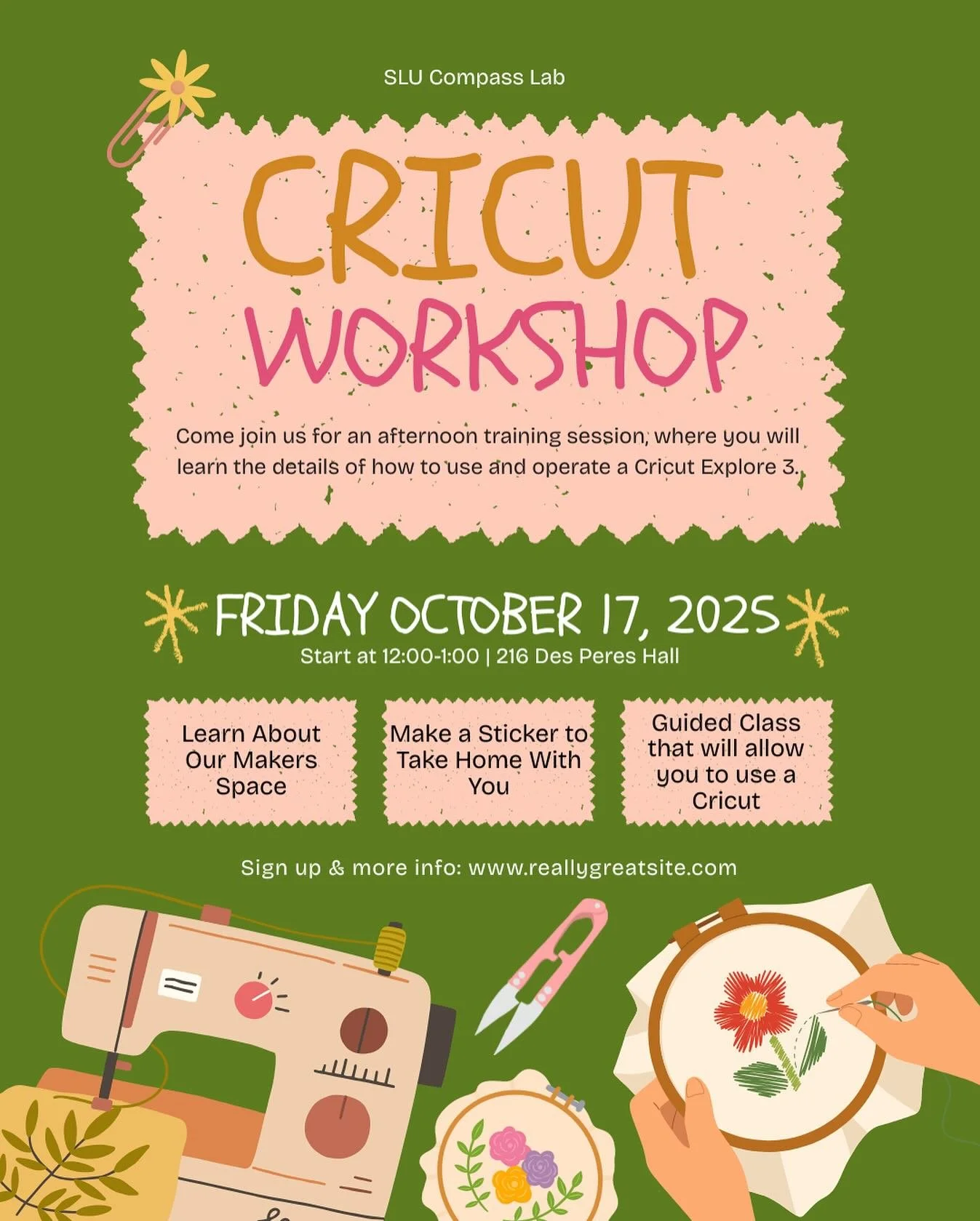 Come join us for our annual Cricut workshop!! It&rsquo;s this Friday from 12-1pm