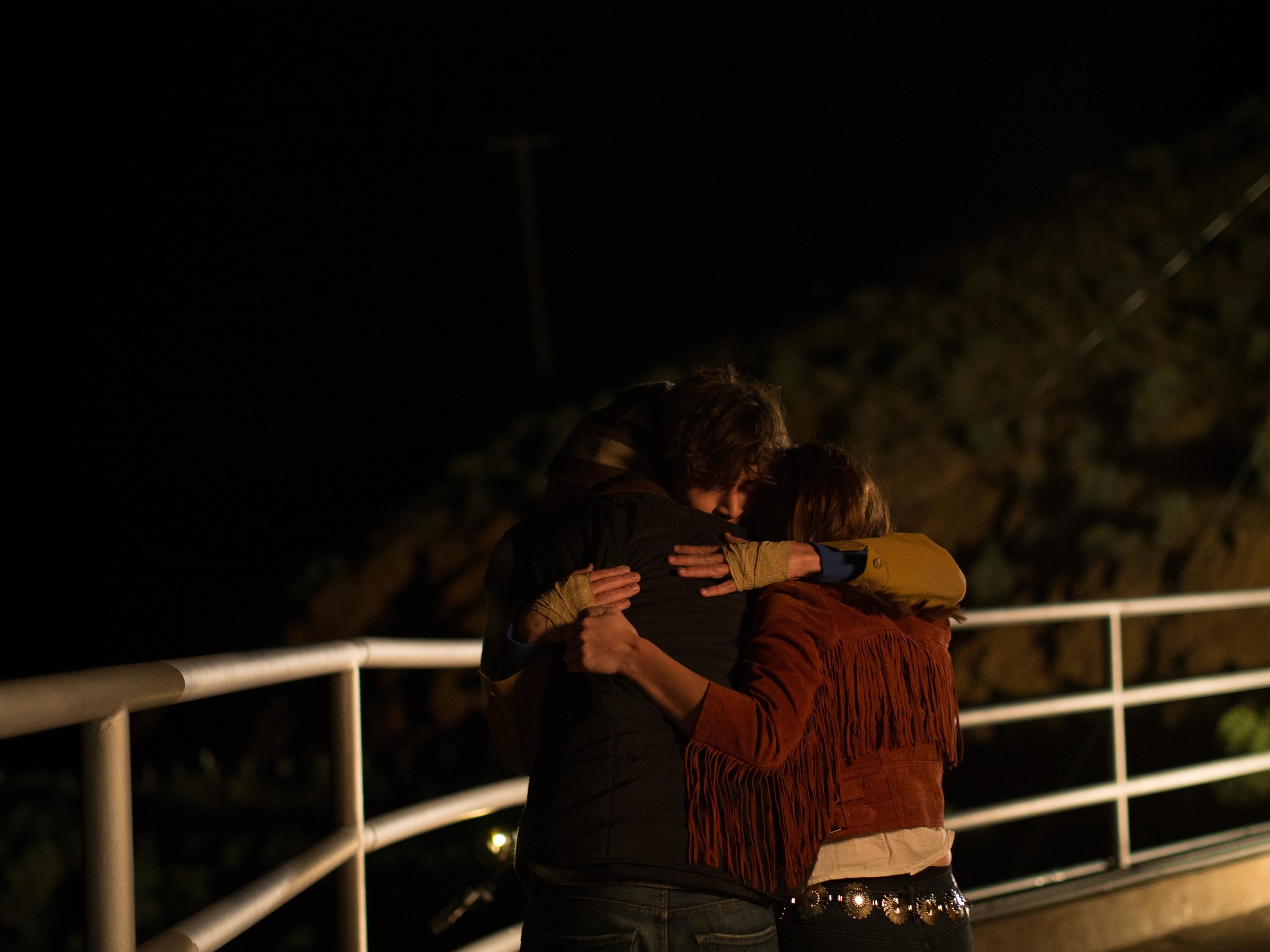 Jon (Jake Borelli) Cole (Jacob Grodnik) and Michelle (Aley Underwood) Hugging After They Convince Cole Not To Jump Off The Bridge.jpg