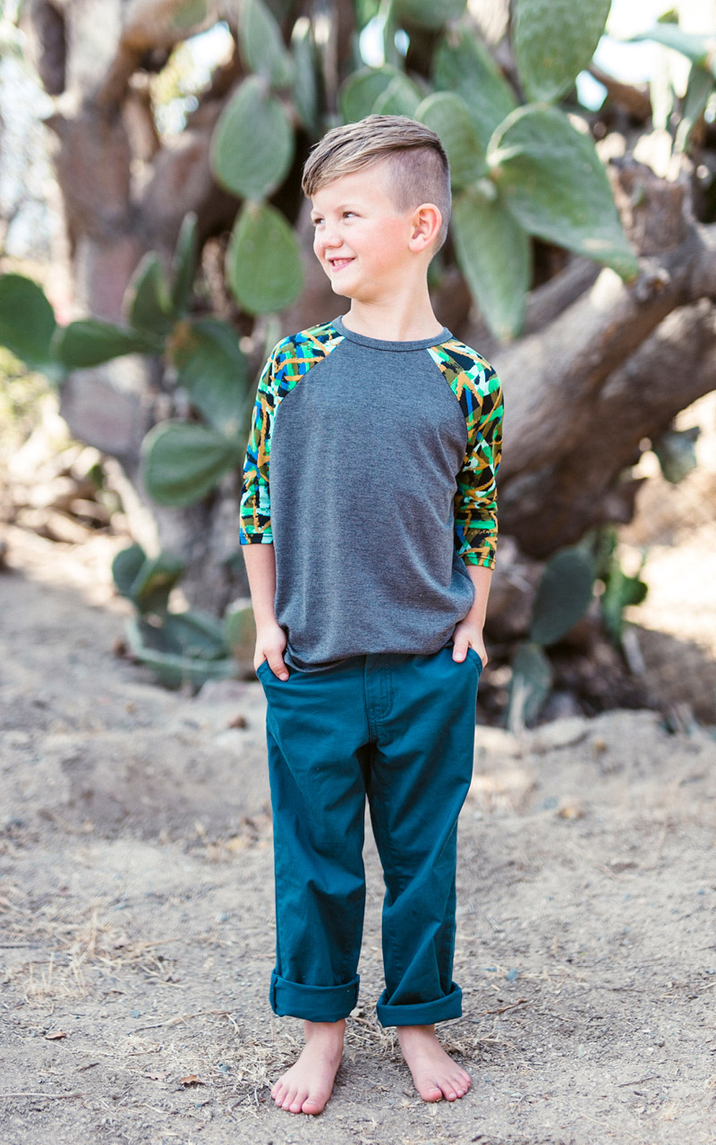 LuLaRoe-Kids-Sloan-Baseball-T-Shirt-gray-green-pattern-sleeves.jpg