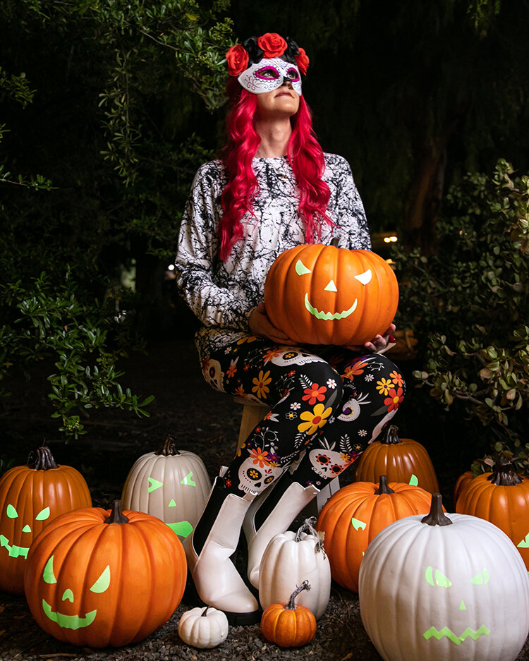 Time And Tru Halloween Leggings Plus Size 3X 22 Pumpkin Harvest Full Length