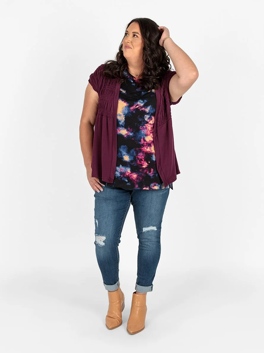 Kaylin Short Sleeve Smocked Cardigan Women s Collection LuLaRoe