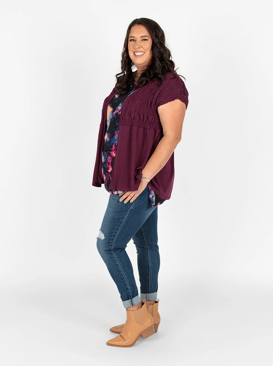 Kaylin Short Sleeve Smocked Cardigan Women s Collection LuLaRoe