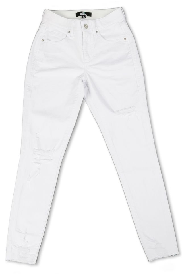 Ankle Crop - White Distressed