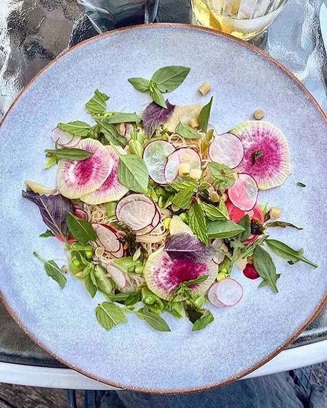 One of the many delicious things served to lovely people this weekend. Longtime favorite pack-a-punch cold noodle salad with wild+garden goodies, eaten al fresco on the deck by repeat visitors we cherish. Truly, snapshot of a good life! Regram @irisi