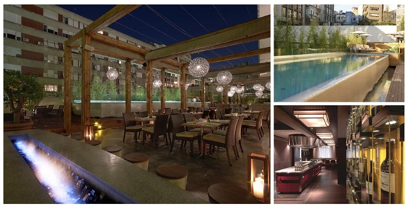 Public spaces: the terrace, pool and American Steakhouse