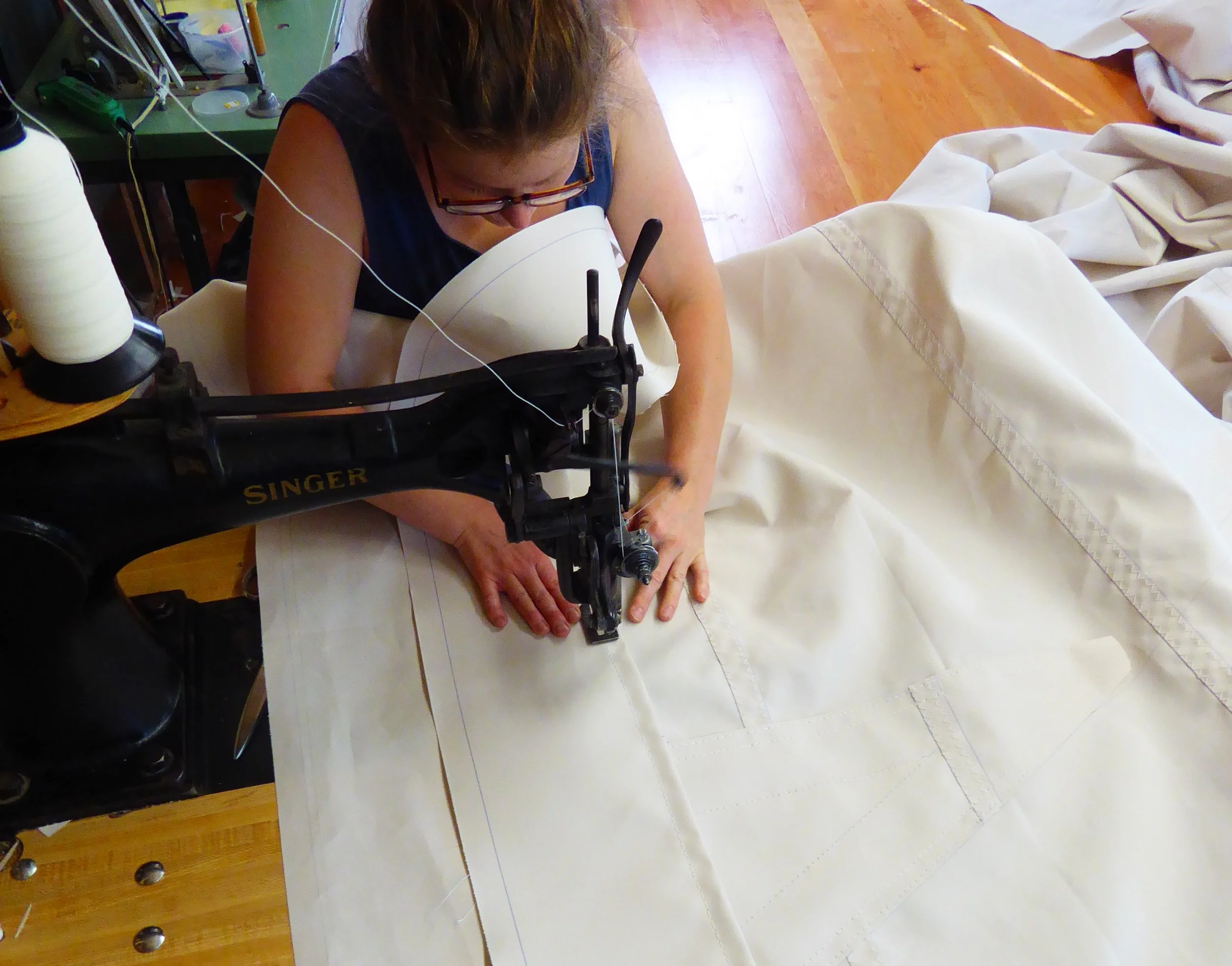 The next step is to sew extra layers in the corners and at the reef clews and tacks.