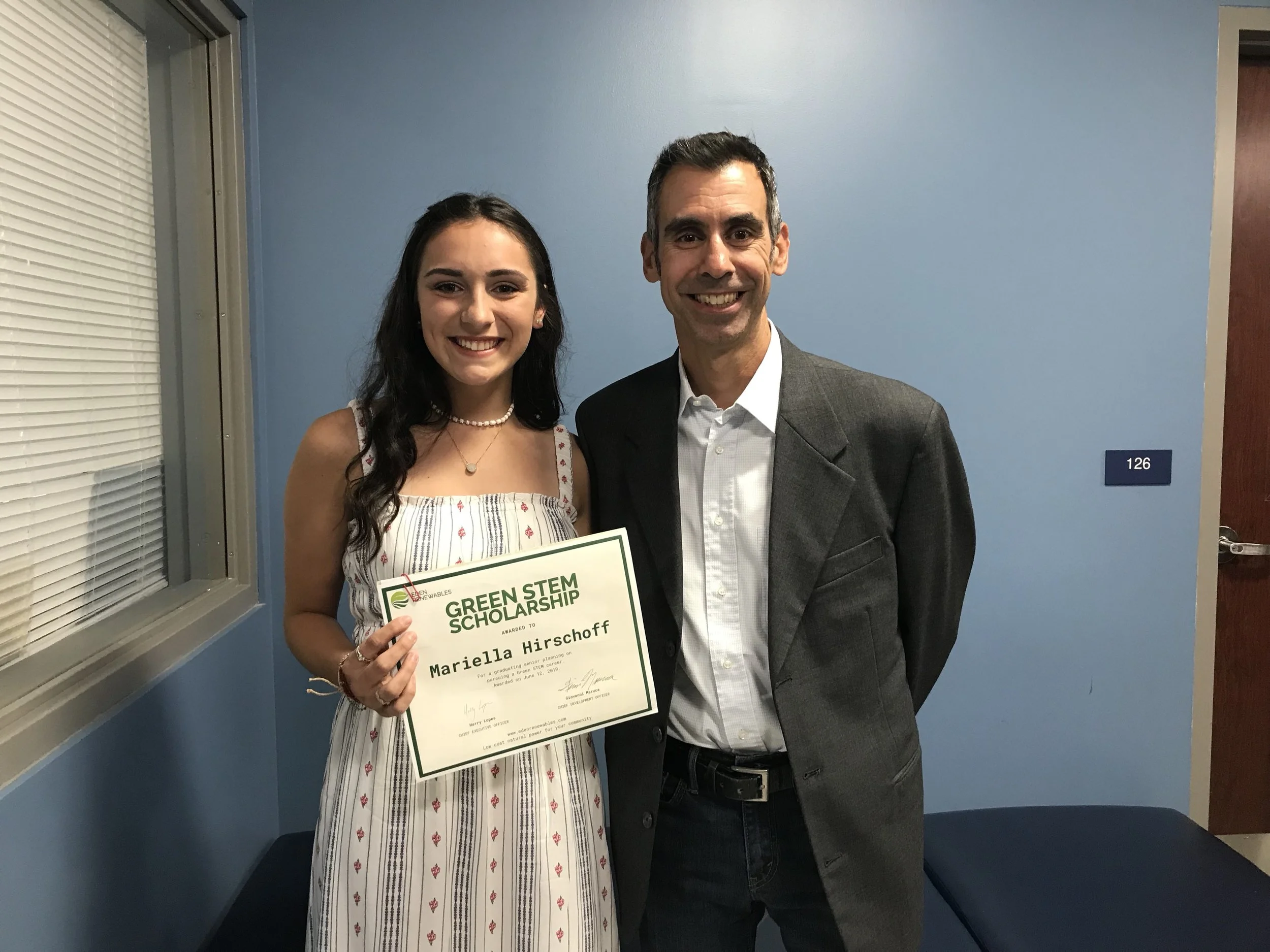 Eden awards STEM Scholarship to Maple Hill student