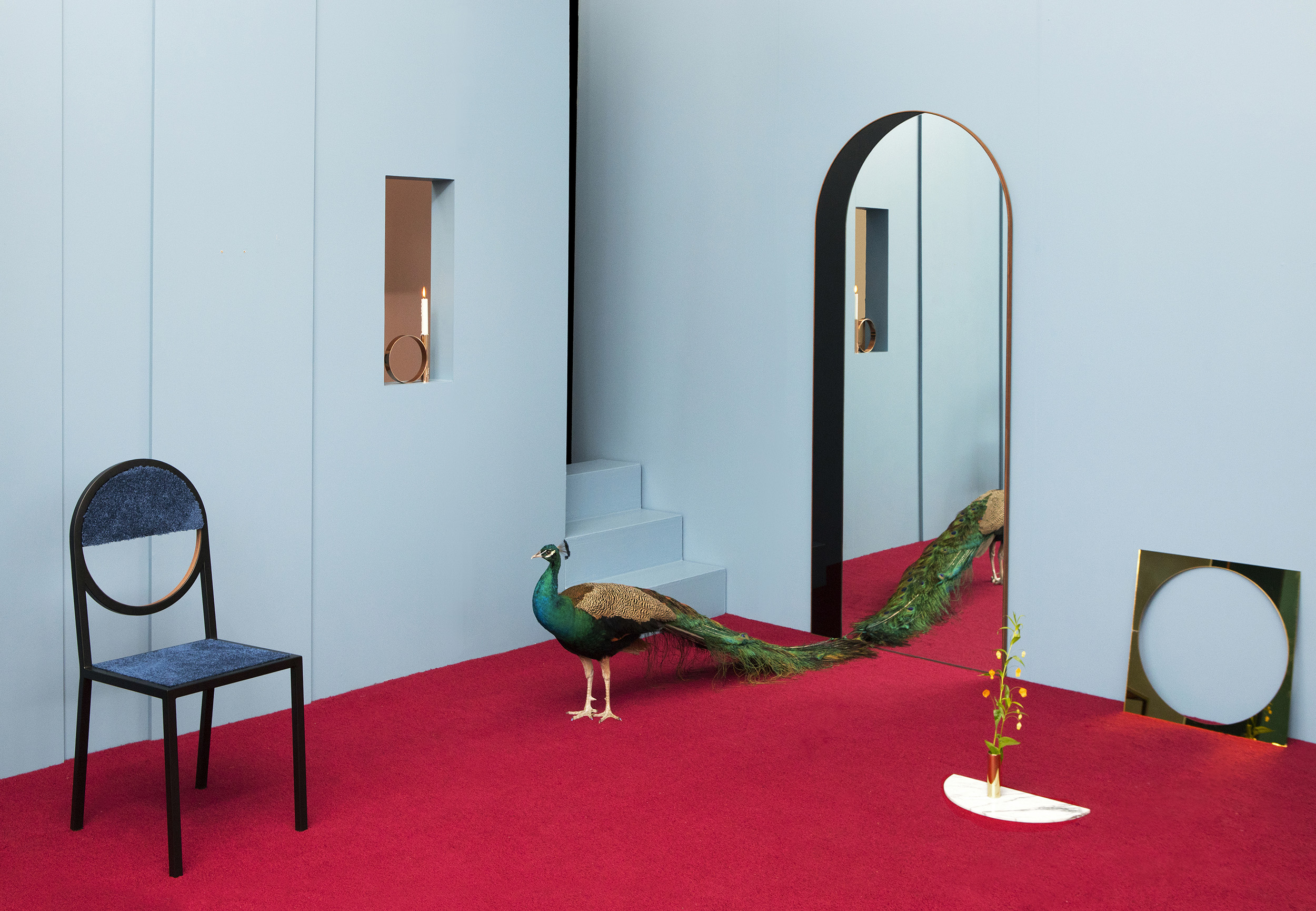 Bower Studios Archway Mirror, Black and Clear Mirror, Steam Bent Walnut Frame 84" x 26" x 1-1/4" Photo by Charlie Schuck