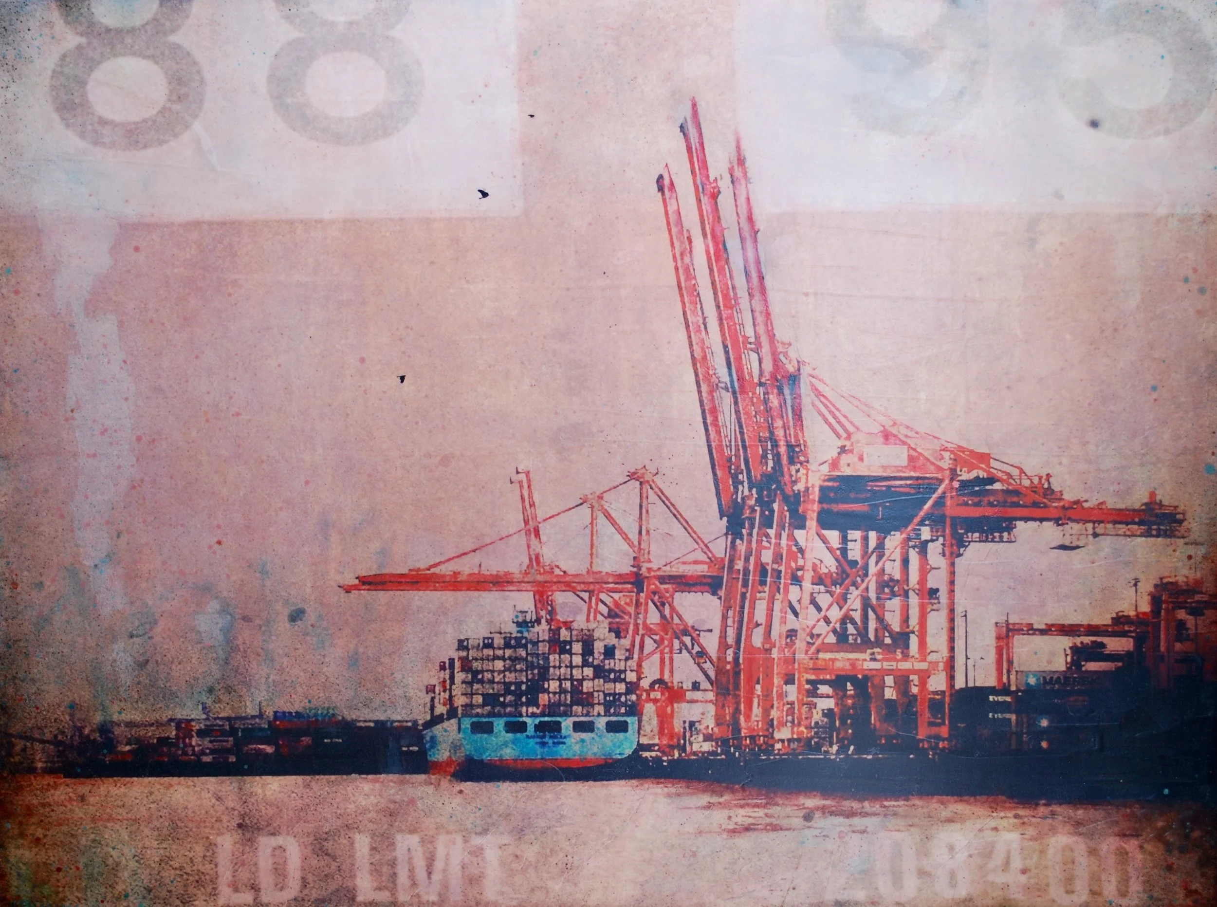 Load Limit 2018, mixed media on cradled panel, 30x40